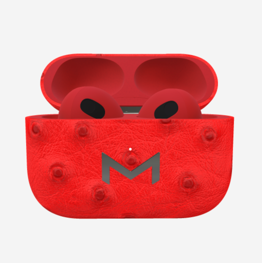 Custom AirPods 3 in Ostrich Glamour Red Steel 316 