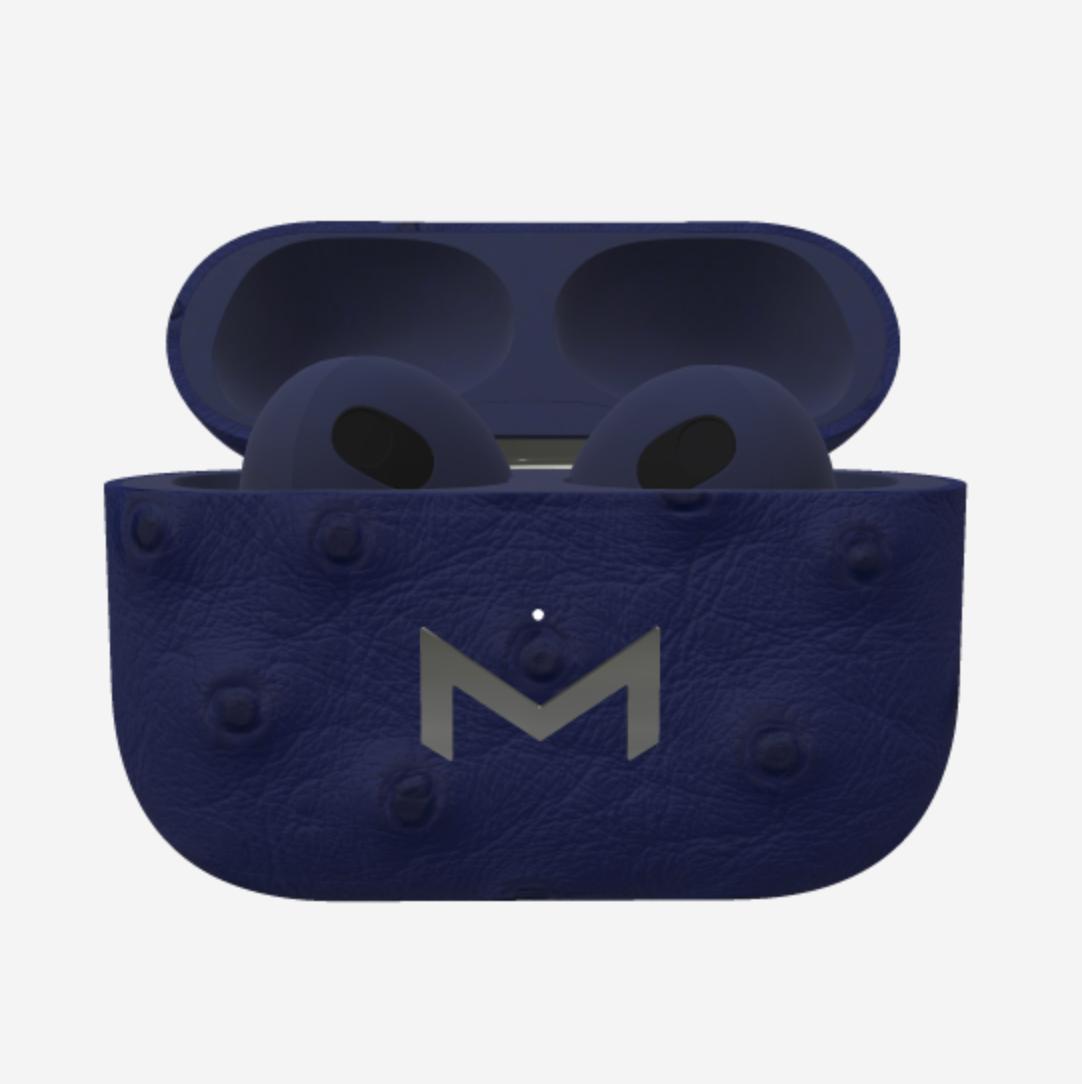 Custom AirPods 3 in Ostrich Navy Blue Steel 316 