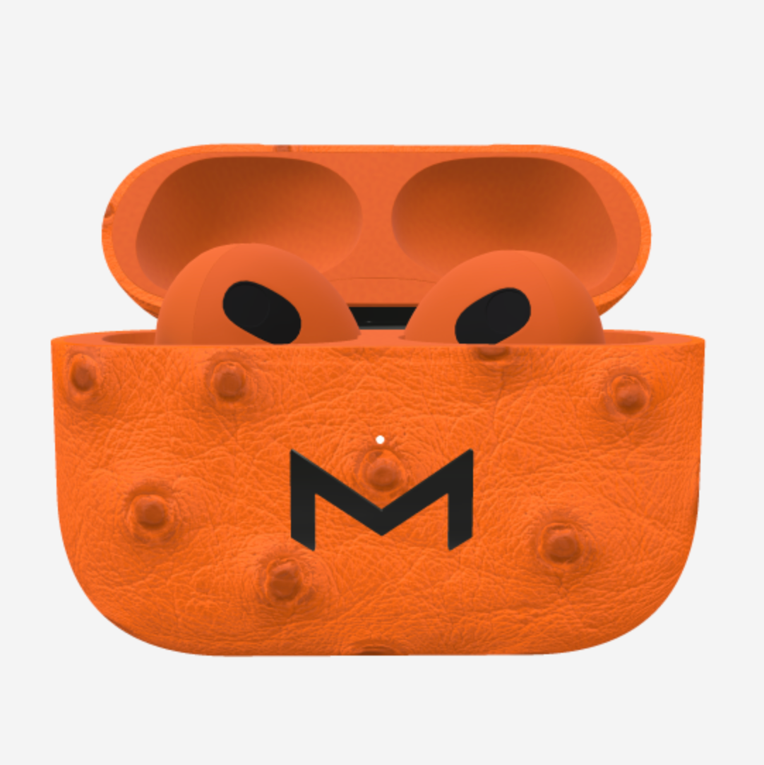Custom AirPods 3 in Ostrich Orange Cocktail Black Plating 