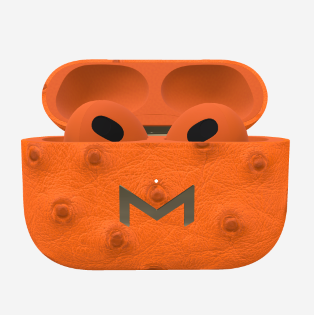 Custom AirPods 3 in Ostrich Orange Cocktail Yellow Gold 