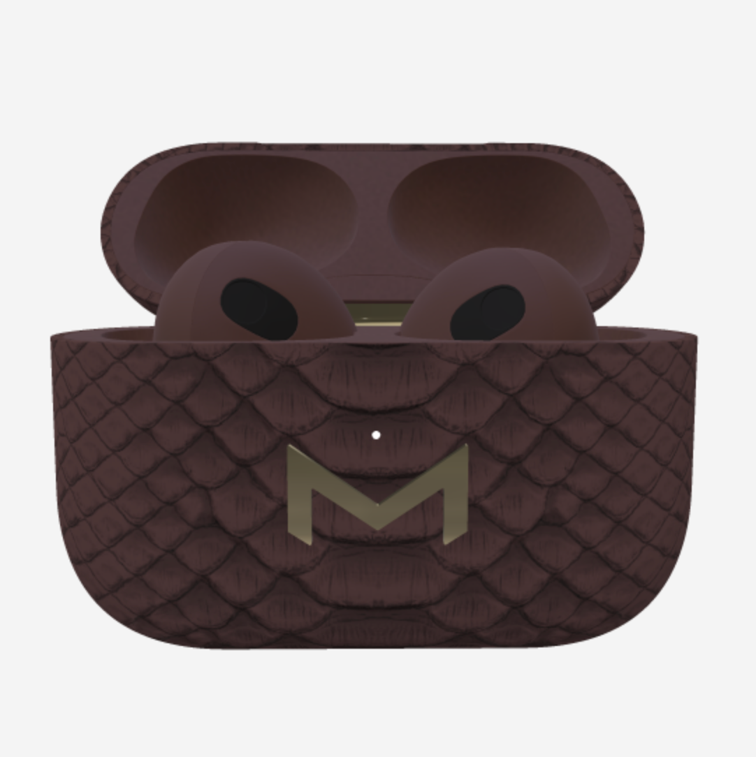 Custom AirPods 3 in Python Borsalino Brown Yellow Gold 