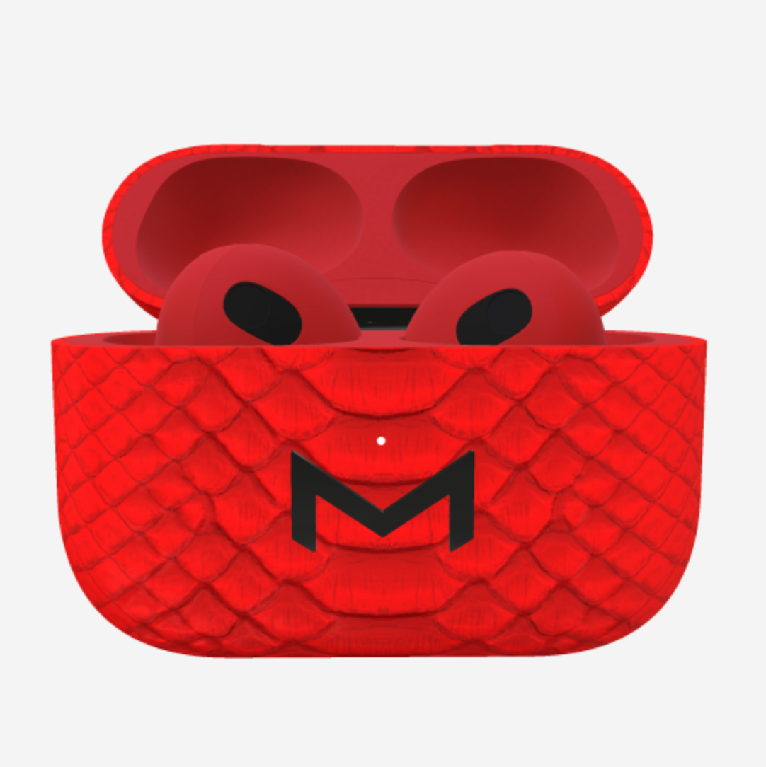 Custom AirPods 3 in Python Glamour Red Black Plating 