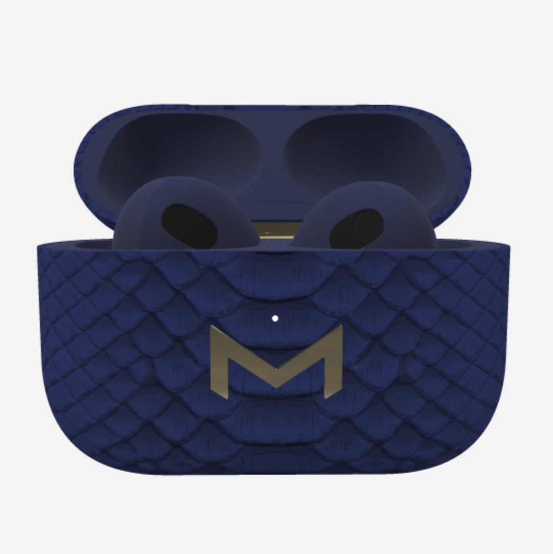 Custom AirPods 3 in Python Navy Blue Yellow Gold 
