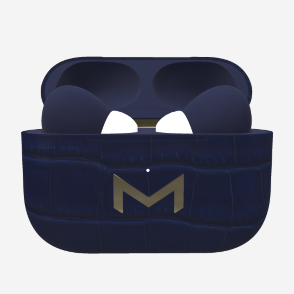 Custom AirPods Pro New Navy Blue Yellow Gold 