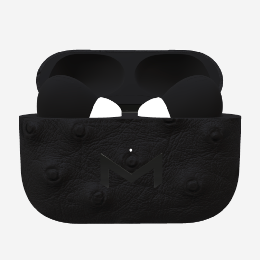 Custom AirPods Pro in Ostrich Bond Black Black Plating 