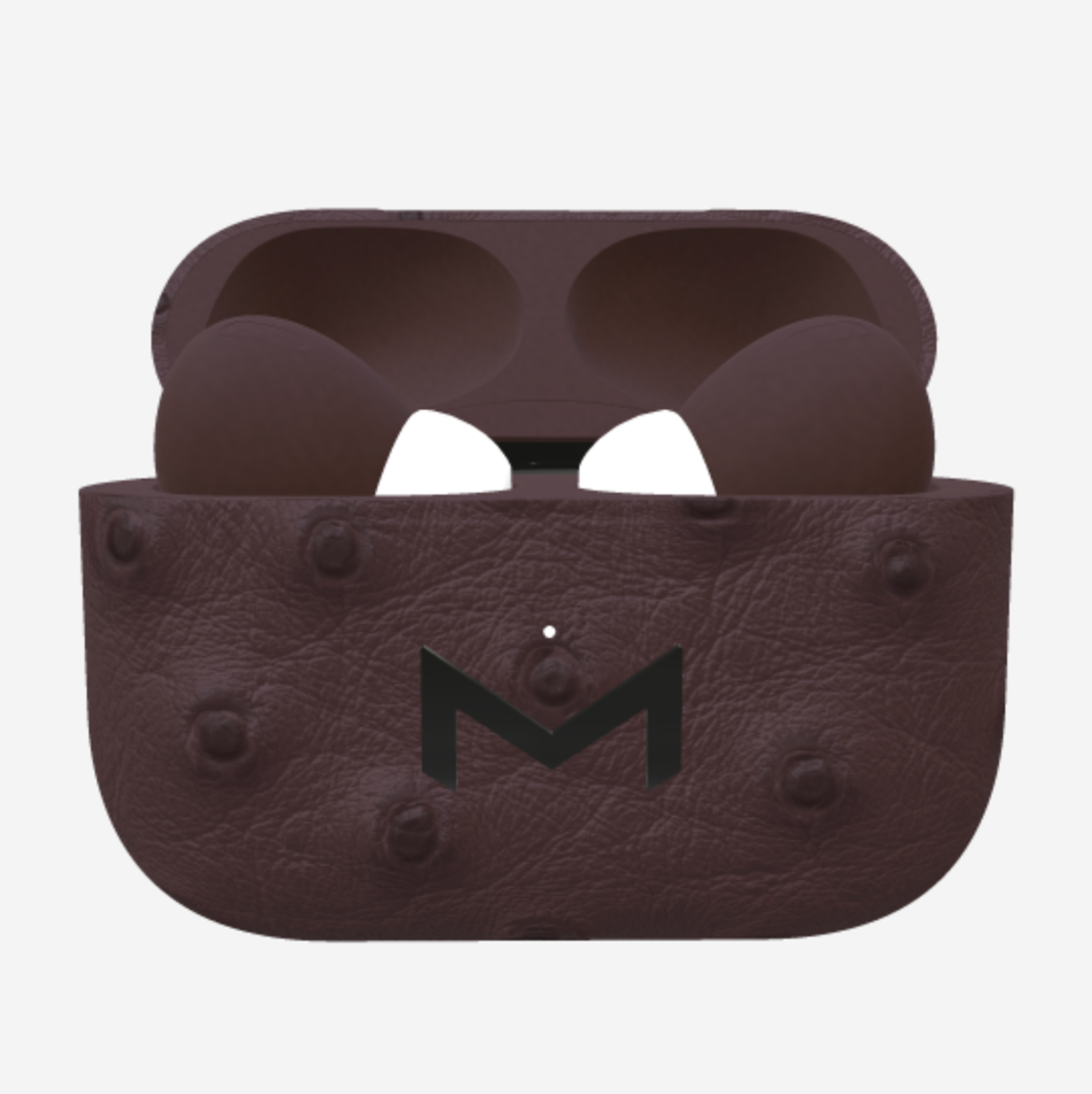 Custom AirPods Pro in Ostrich Borsalino Brown Black Plating 