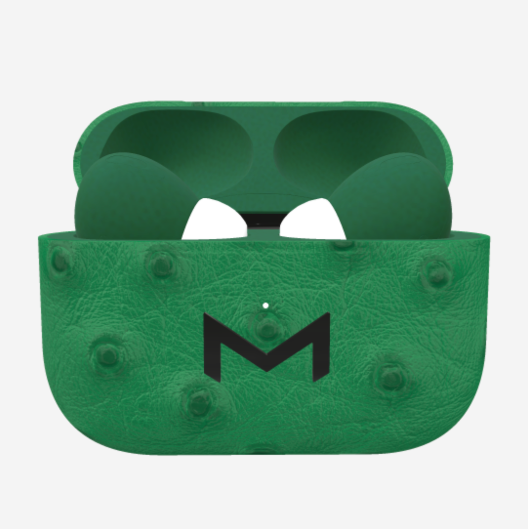 Custom AirPods Pro in Ostrich Emerald Green Black Plating 