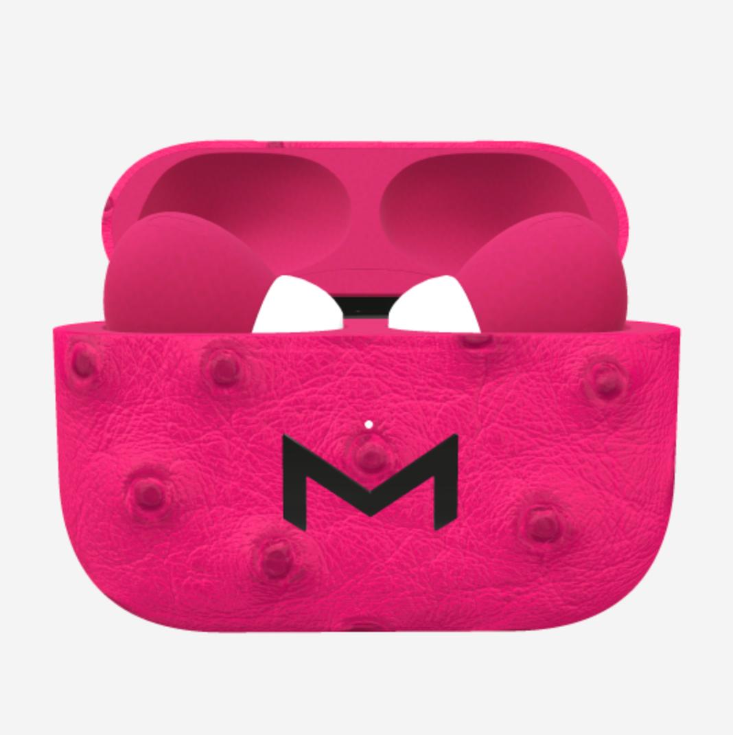Custom AirPods Pro in Ostrich Fuchsia Party Black Plating 