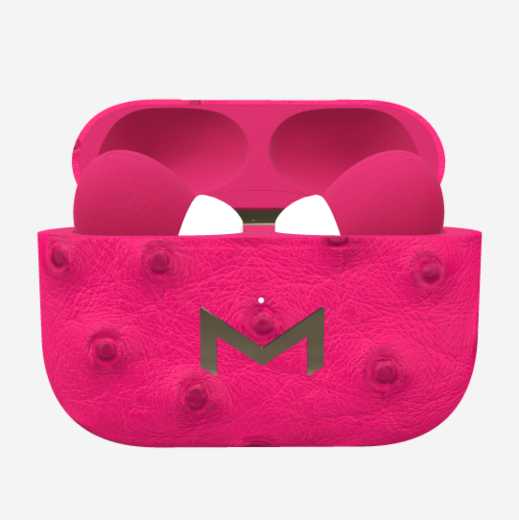 Custom AirPods Pro in Ostrich Fuchsia Party Yellow Gold 