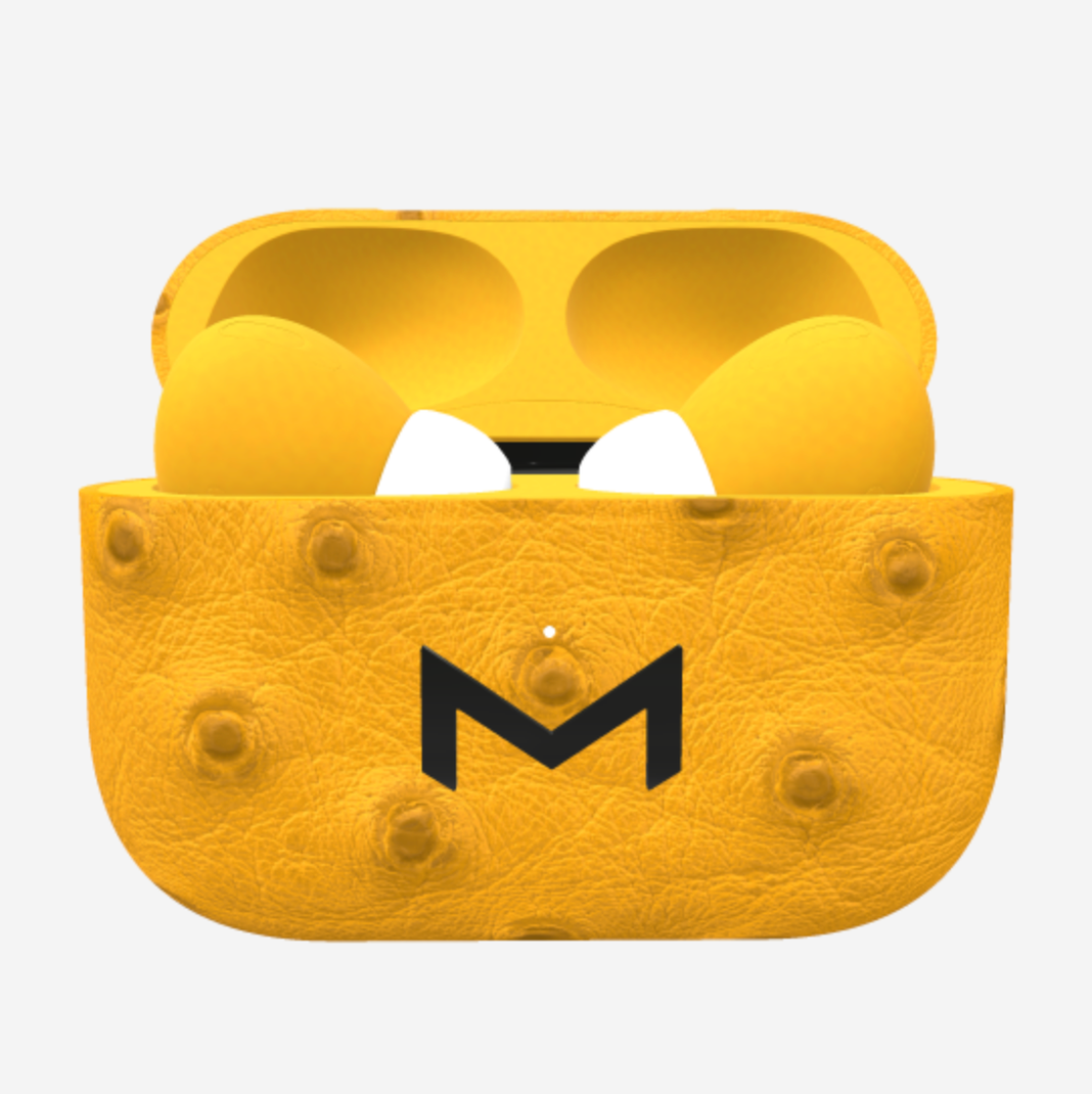 Custom AirPods Pro in Ostrich Sunny Yellow Black Plating 