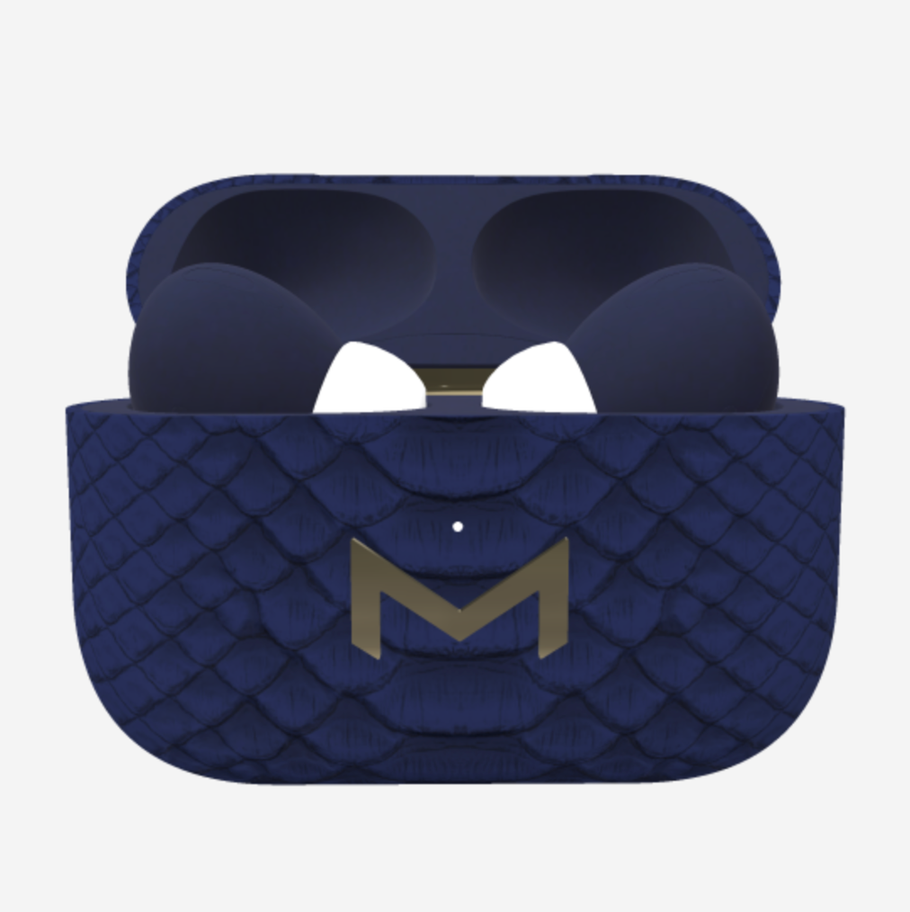 Custom AirPods Pro in Python Navy Blue Yellow Gold 