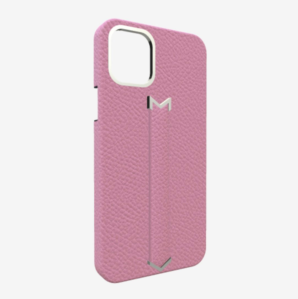 Finger Strap Case for iPhone 12 Pro Max in Genuine Calfskin Lavender Laugh Steel 316 