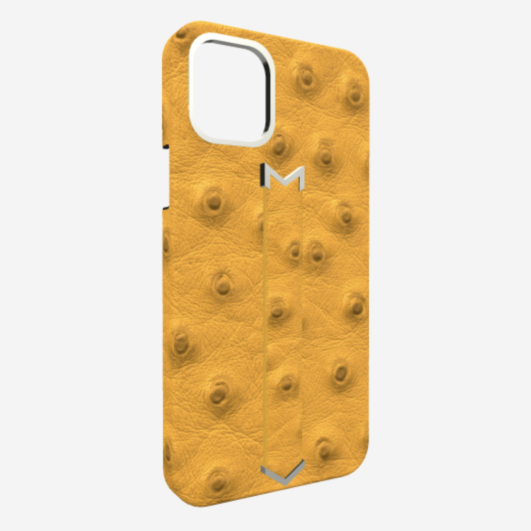 Finger Strap Case for iPhone 13 in Genuine Ostrich 