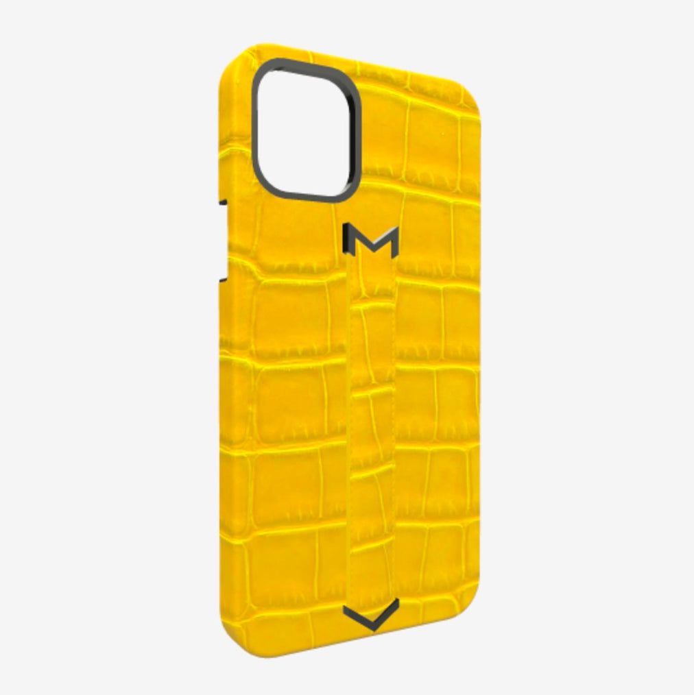 Finger Strap Case for iPhone 13 Pro Max in Genuine Alligator 