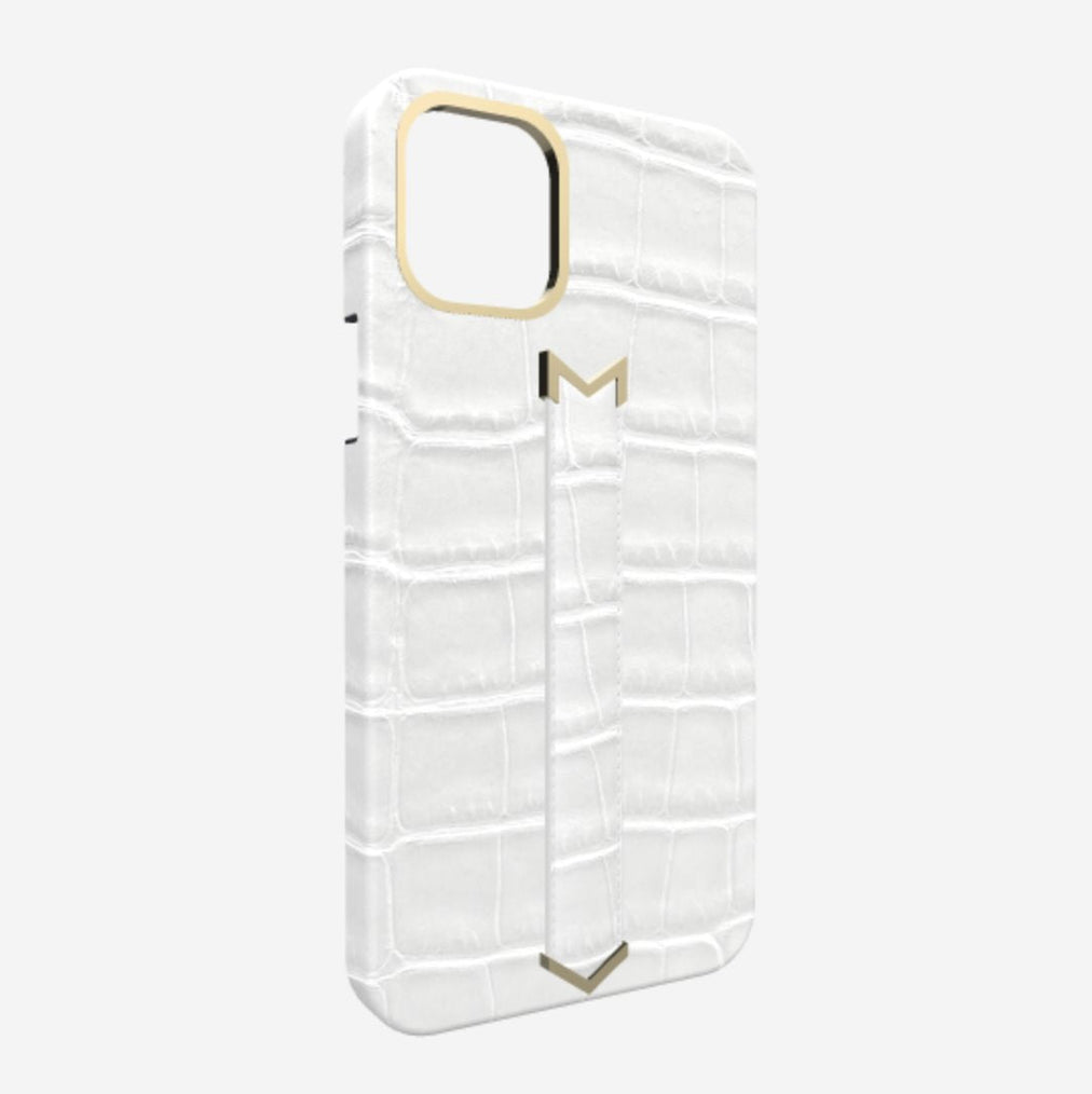 Finger Strap Case for iPhone 13 Pro Max in Genuine Alligator 