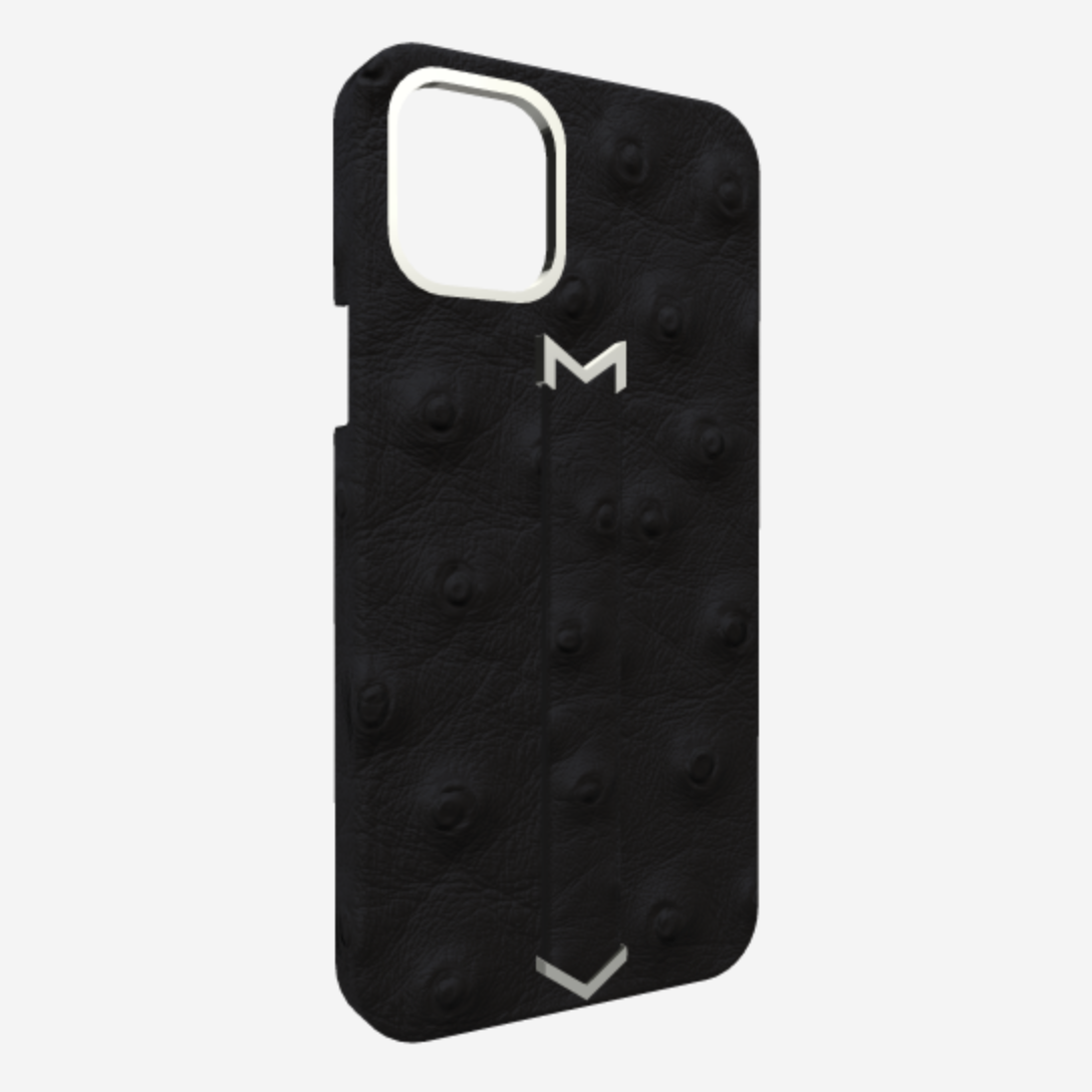 Finger Strap Case for iPhone 13 Pro Max in Genuine Ostrich 