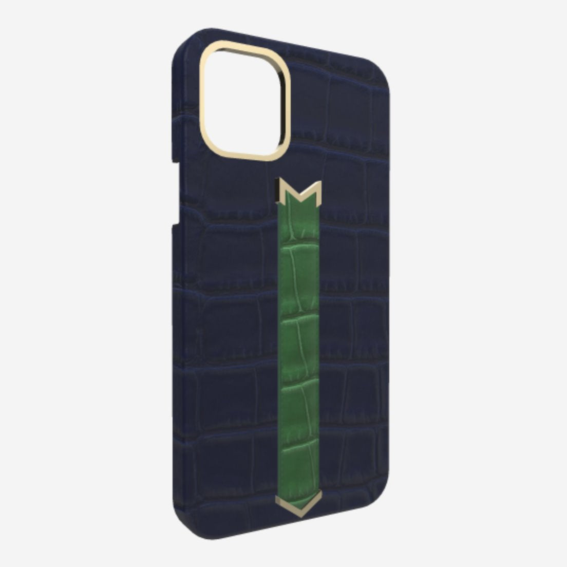 Gold Finger Strap Case for iPhone 13 Pro in Genuine Alligator 