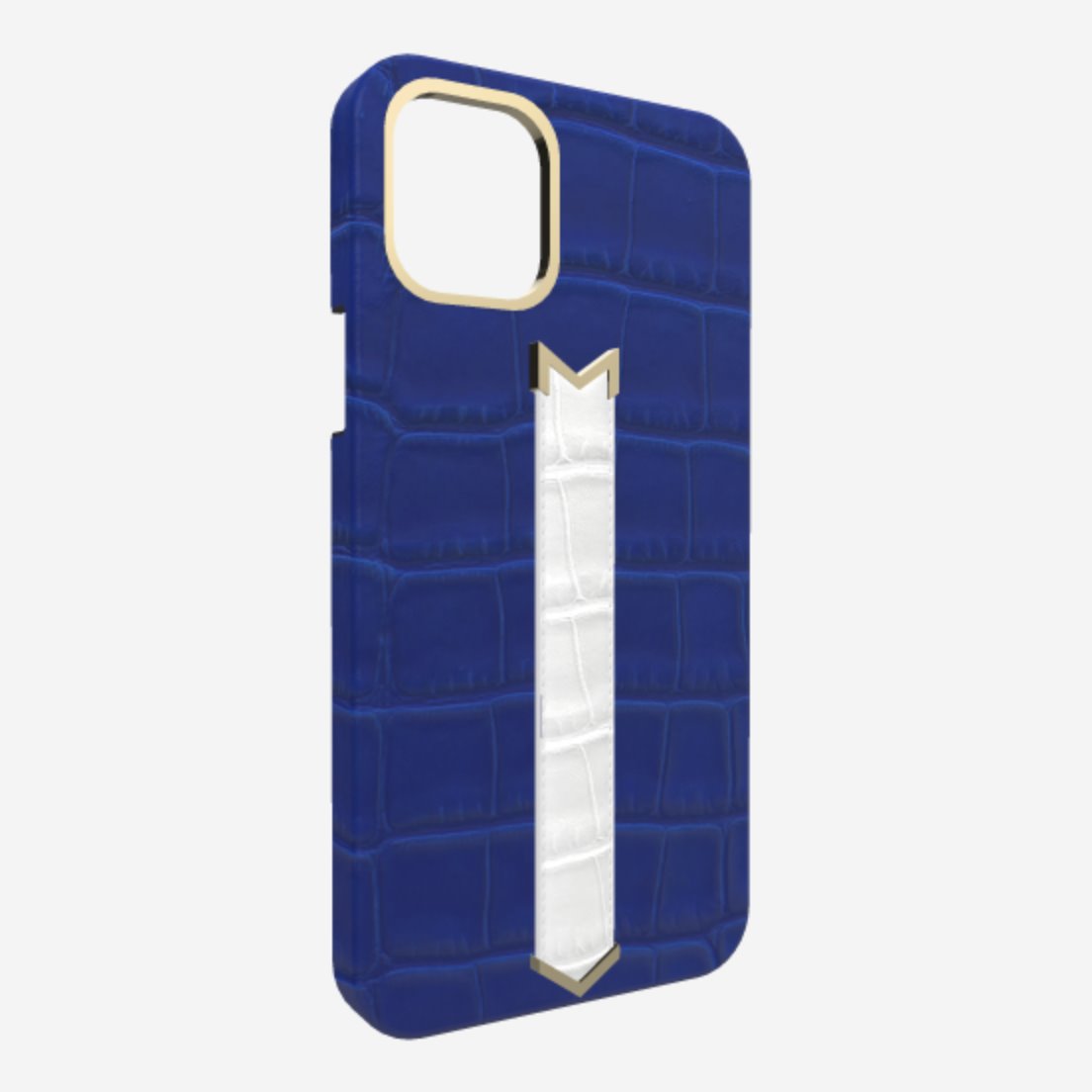 Gold Finger Strap Case for iPhone 13 Pro in Genuine Alligator 