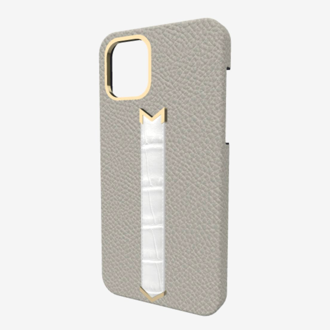 Gold Finger Strap Case for iPhone 13 Pro in Genuine Calfskin and Alligator 