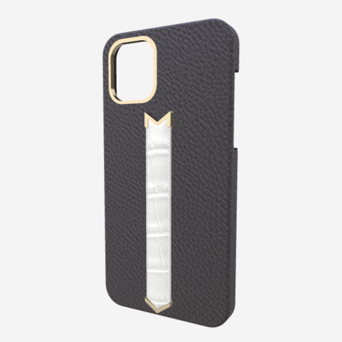 Gold Finger Strap Case for iPhone 13 Pro in Genuine Calfskin and Alligator 