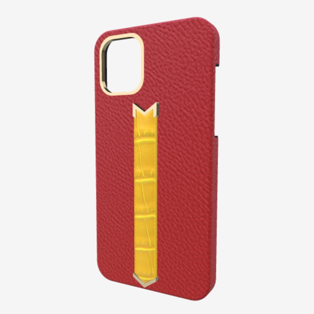 Gold Finger Strap Case for iPhone 13 Pro in Genuine Calfskin and Alligator 