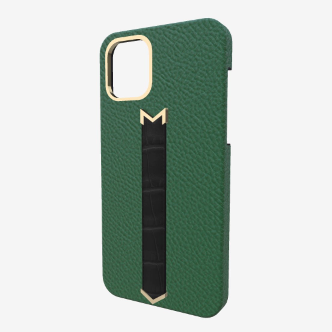 Gold Finger Strap Case for iPhone 13 Pro in Genuine Calfskin and Alligator 