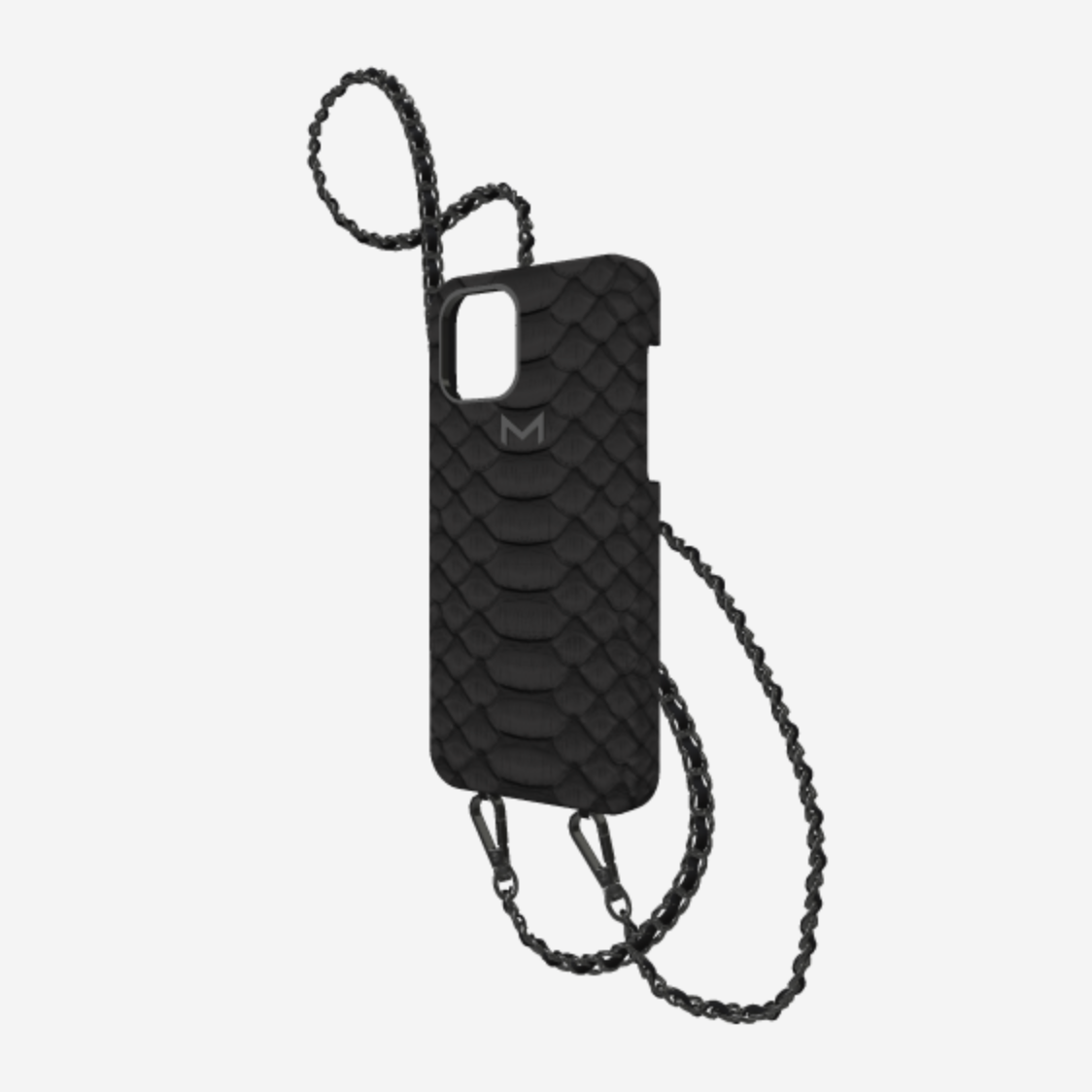 Necklace Case for iPhone 13 in Genuine Python Bond Black Black Plating 