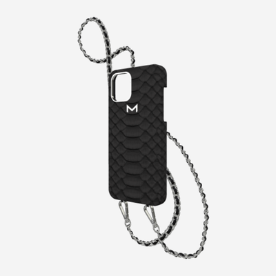 Necklace Case for iPhone 13 in Genuine Python Bond Black Steel 316 